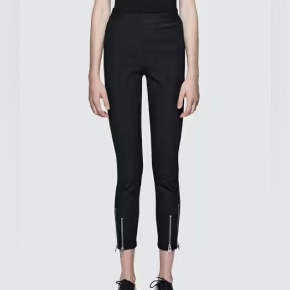 T By Alexander Wang Black Stretch Cotton High Rise Ankle Zip Pants Size 2
